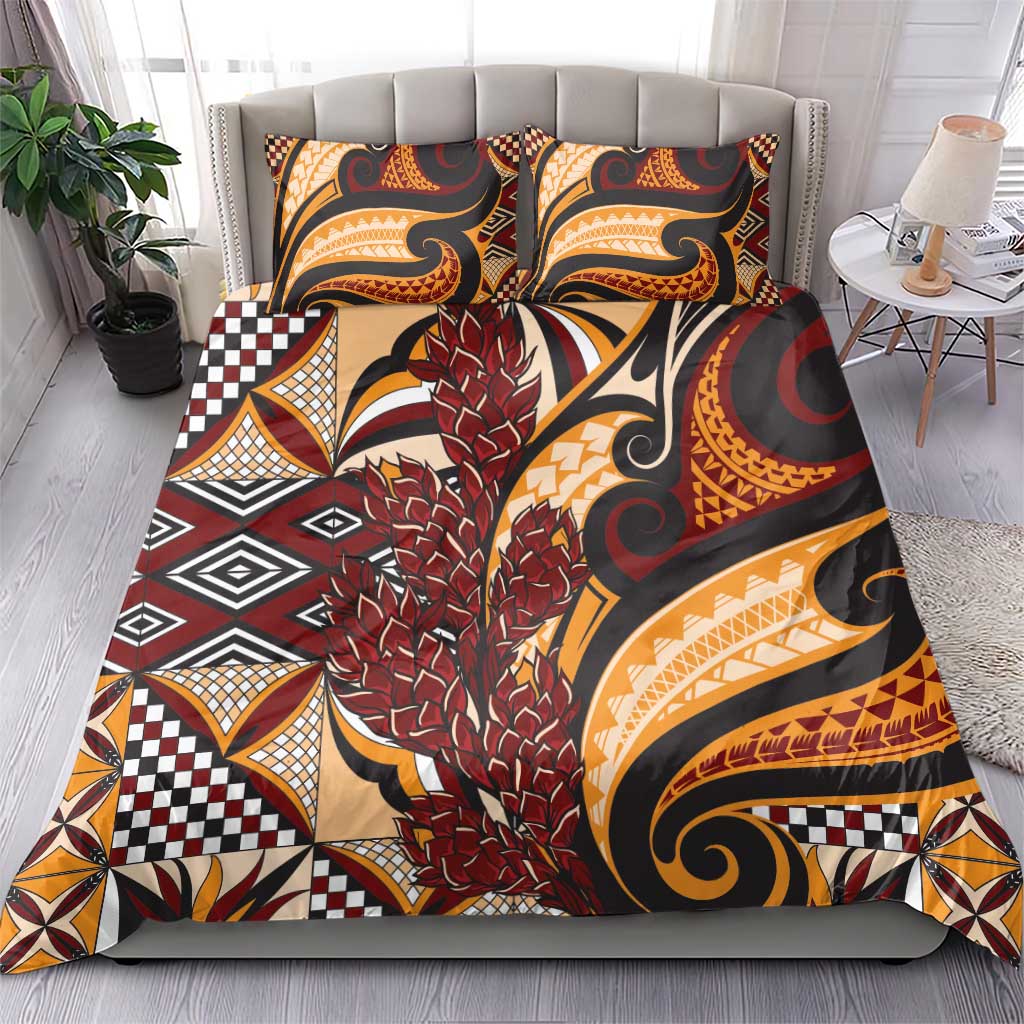 Vintage Samoa Siapo Bedding Set With Teuila Torch Ginger