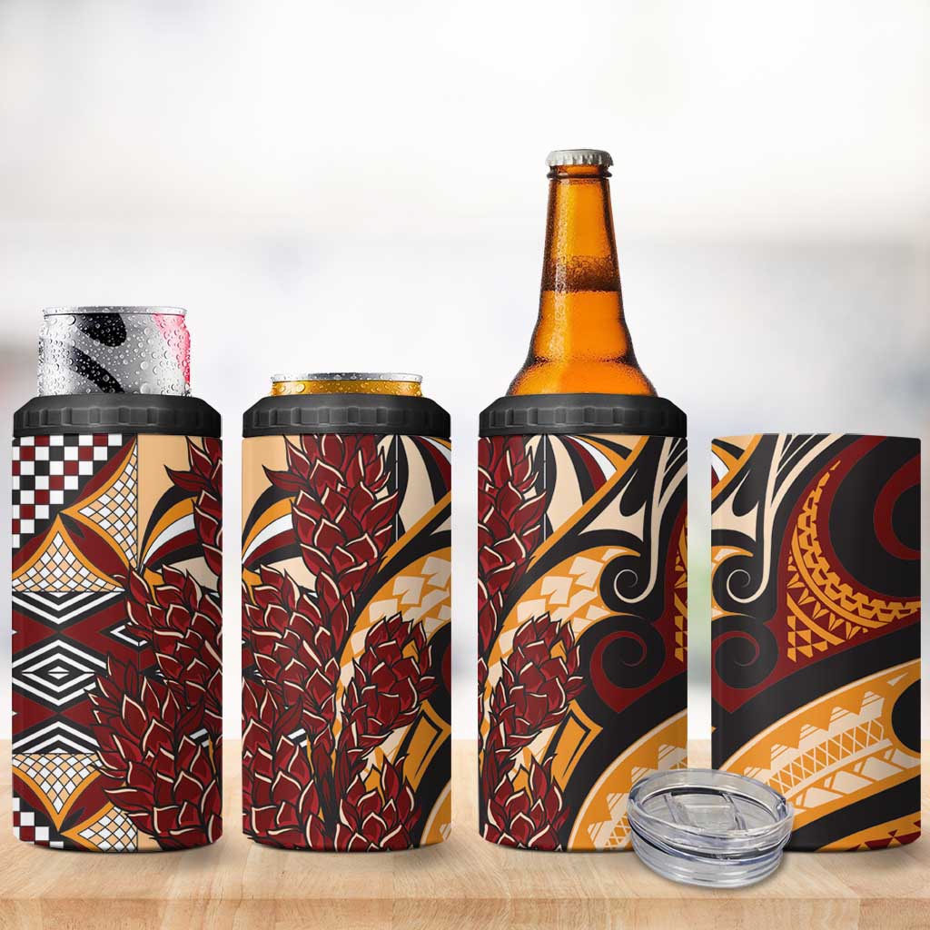 Vintage Samoa Siapo 4 in 1 Can Cooler Tumbler With Teuila Torch Ginger