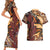 Vintage Samoa Siapo Couples Matching Short Sleeve Bodycon Dress and Hawaiian Shirt With Teuila Torch Ginger