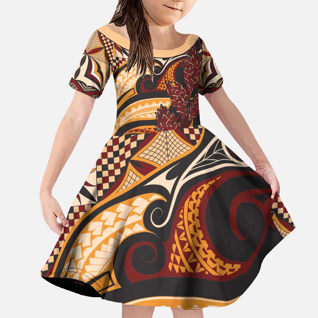 Vintage Samoa Siapo Family Matching Mermaid Dress and Hawaiian Shirt With Teuila Torch Ginger