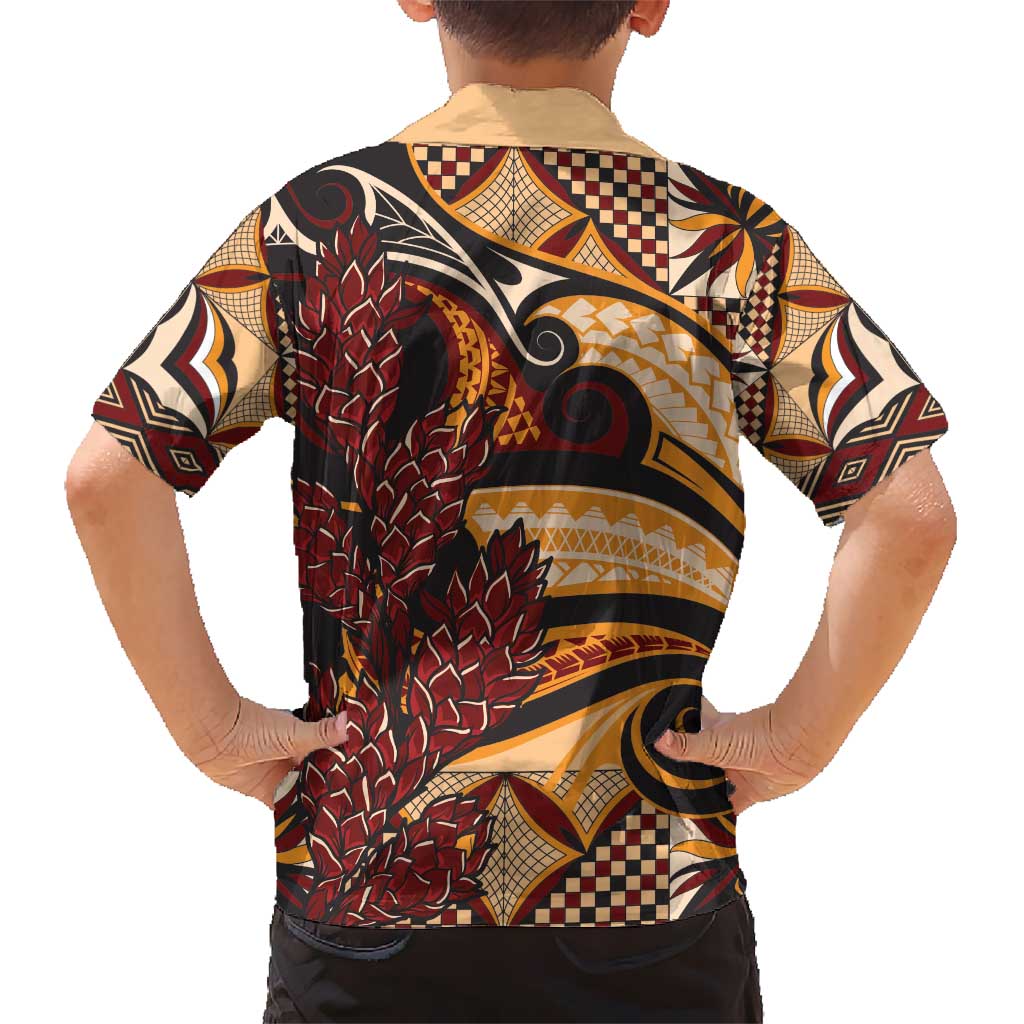 Vintage Samoa Siapo Hawaiian Shirt With Teuila Torch Ginger