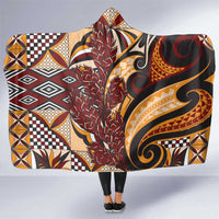 Vintage Samoa Siapo Hooded Blanket With Teuila Torch Ginger LT9 One Size Art - Polynesian Pride