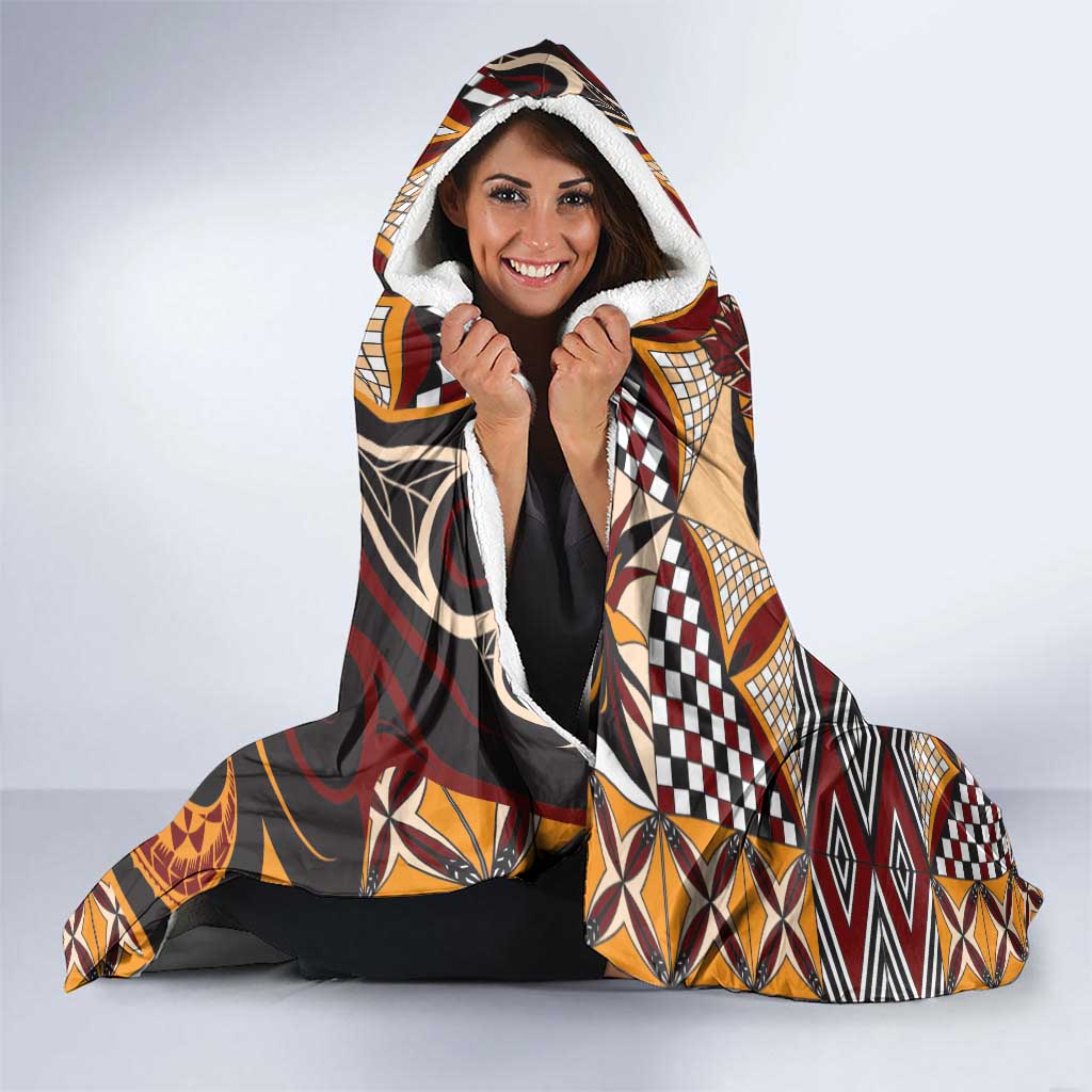 Vintage Samoa Siapo Hooded Blanket With Teuila Torch Ginger LT9 - Polynesian Pride