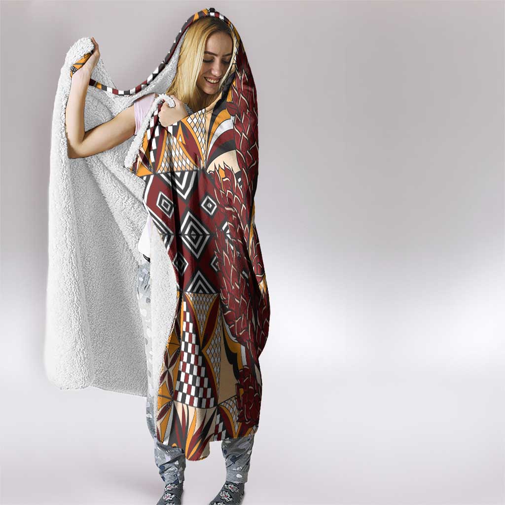 Vintage Samoa Siapo Hooded Blanket With Teuila Torch Ginger LT9 - Polynesian Pride