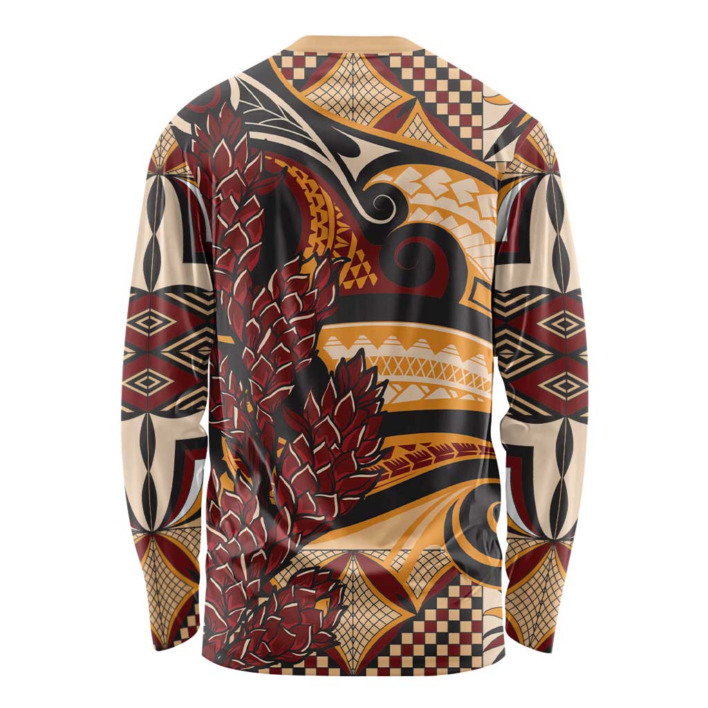 Vintage Samoa Siapo Long Sleeve Shirt With Teuila Torch Ginger