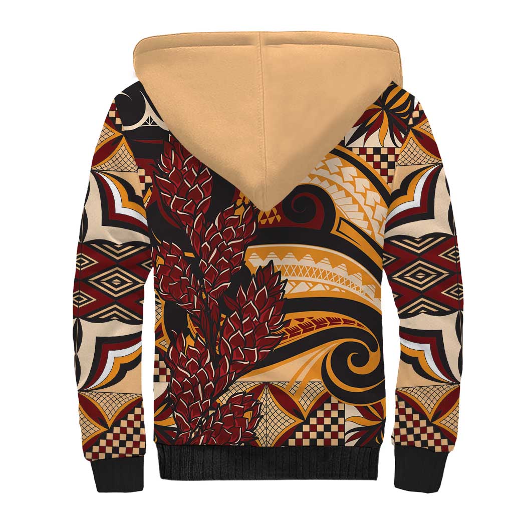 Vintage Samoa Siapo Sherpa Hoodie With Teuila Torch Ginger