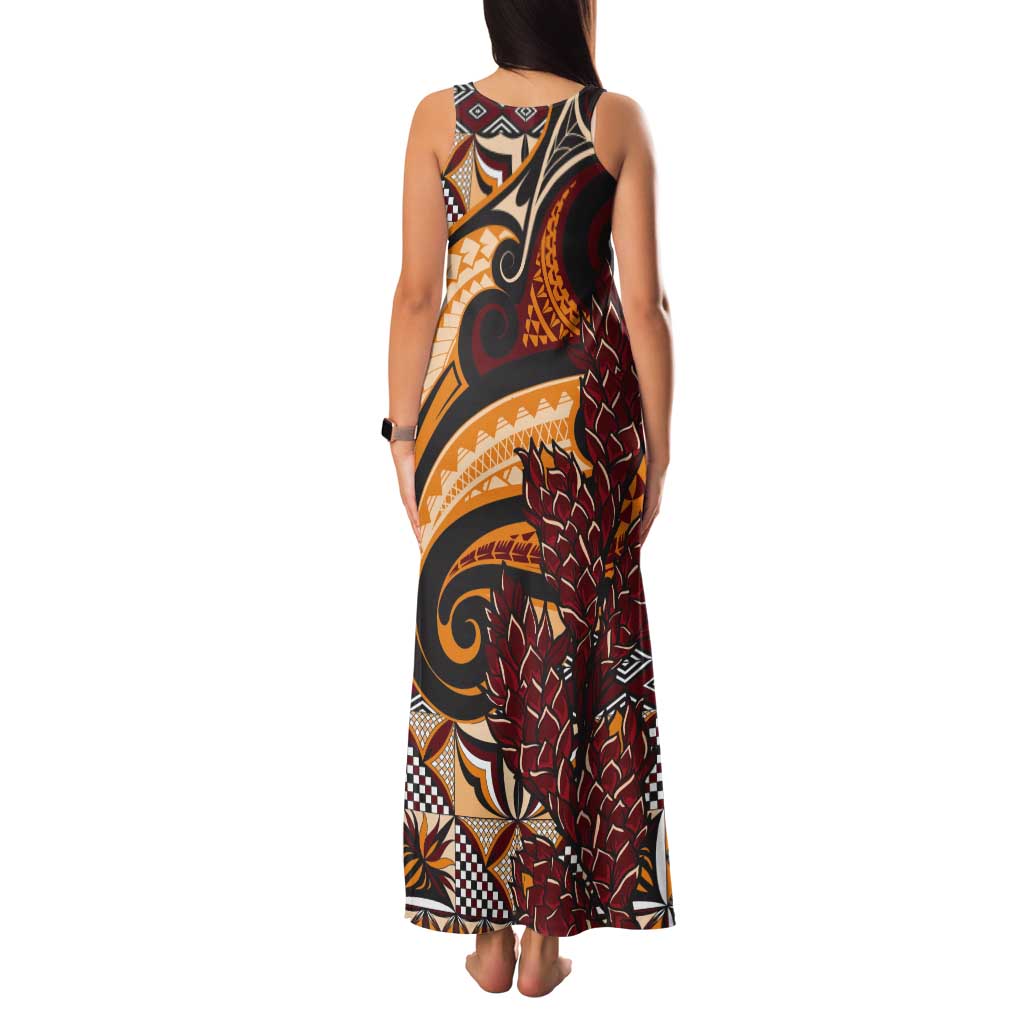 Vintage Samoa Siapo Tank Maxi Dress With Teuila Torch Ginger