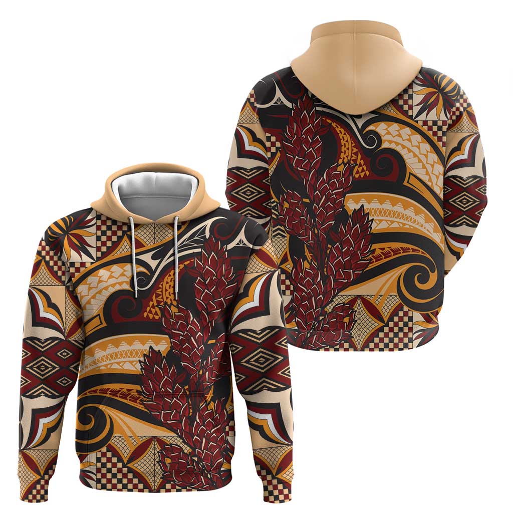 Vintage Samoa Siapo Zip Hoodie With Teuila Torch Ginger LT9 - Polynesian Pride