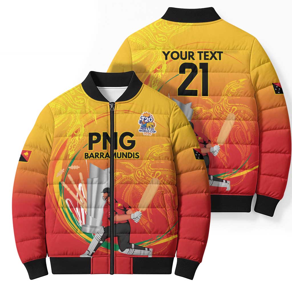 Custom Cricket PNG East Asia-Pacific Bomber Puffer Jacket Papua New Guinea Rise to Power - Polynesian Pride