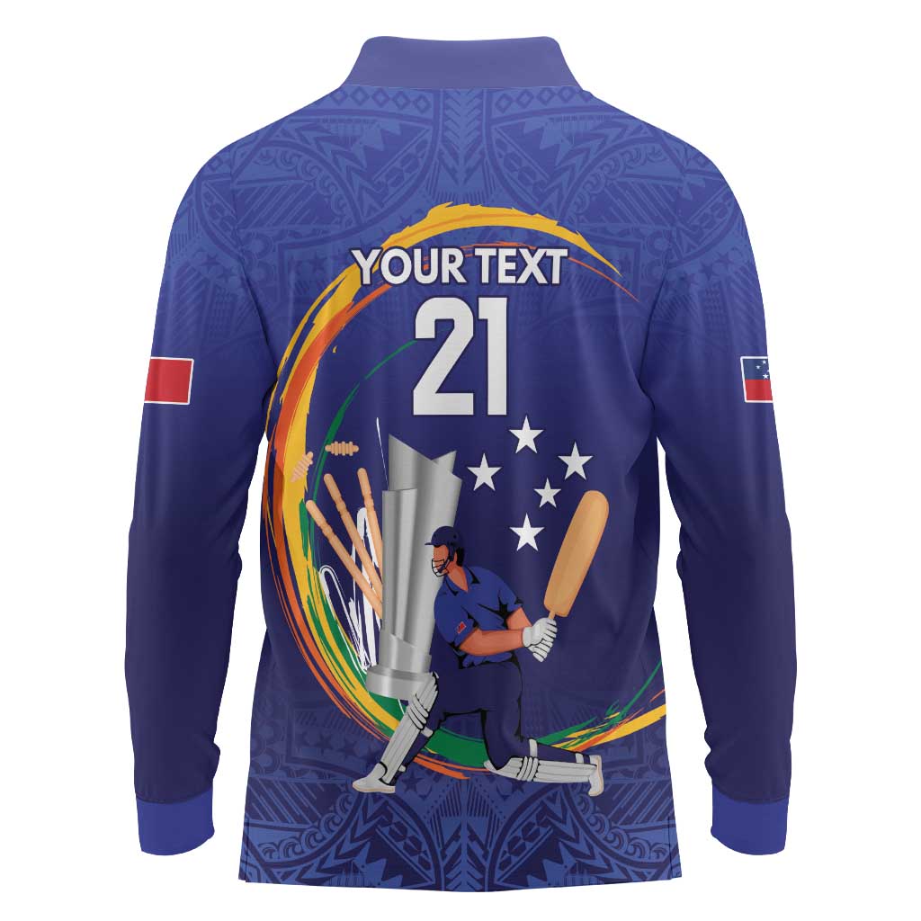 Custom Cricket Samoa East Asia-Pacific Long Sleeve Polo Shirt Samoa Storming the Limits - Polynesian Pride