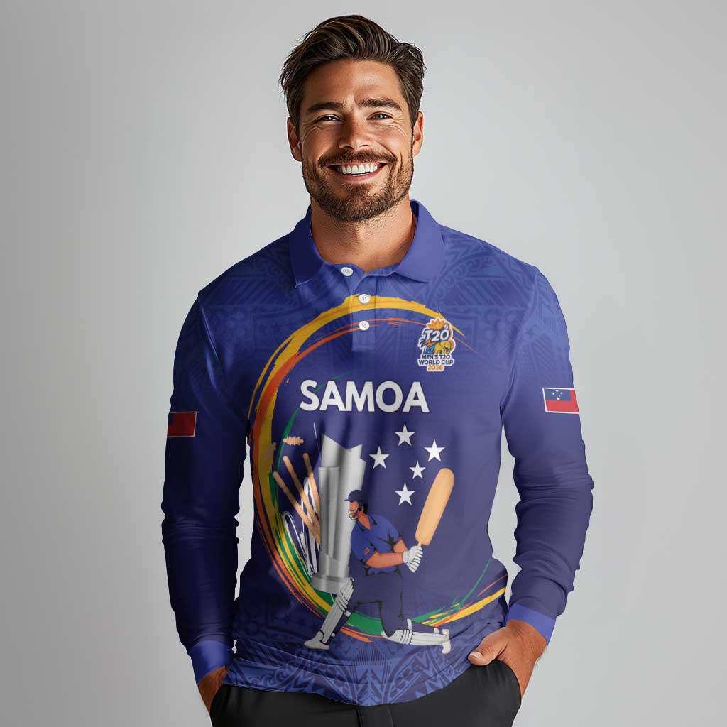 Custom Cricket Samoa East Asia-Pacific Long Sleeve Polo Shirt Samoa Storming the Limits - Polynesian Pride