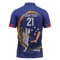 Custom Cricket Samoa East Asia-Pacific Zipper Polo Shirt Samoa Storming the Limits - Polynesian Pride