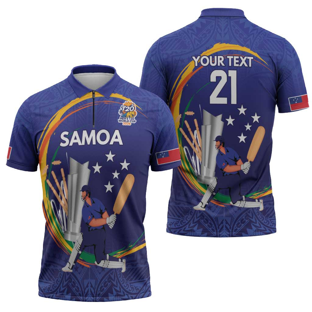 Custom Cricket Samoa East Asia-Pacific Zipper Polo Shirt Samoa Storming the Limits - Polynesian Pride
