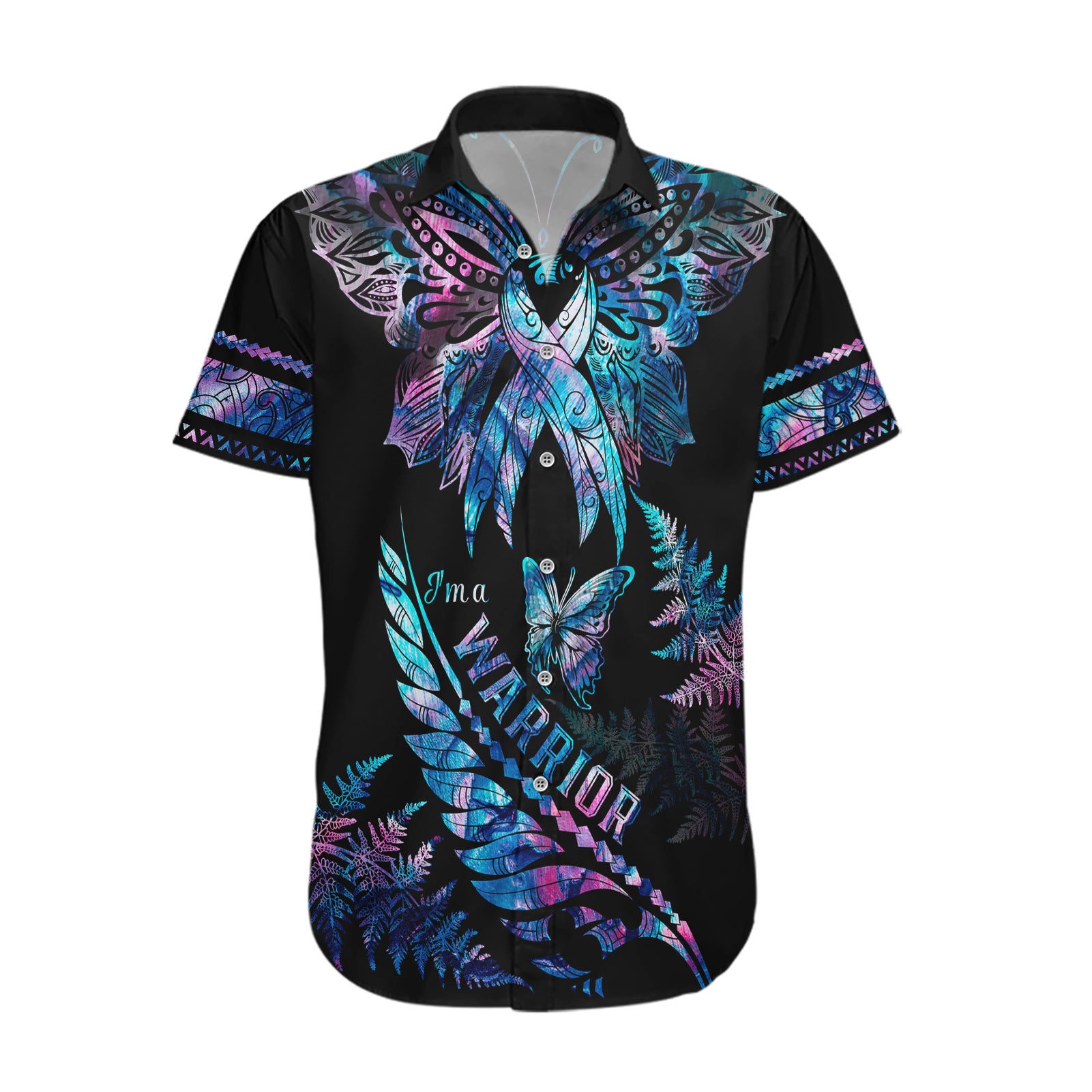 polynesia-ribbon-butterflies-hawaiian-shirt-silver-fern-breast-cancer-with-papua-shell-pattern