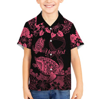 personalised-polynesian-turtle-ribbon-kid-hawaiian-shirt-think-pink-breast-cancer-with-pacific-hibiscus