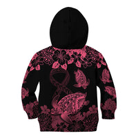 Personalised Polynesian Turtle Ribbon Kid Hoodie Think Pink Breast Cancer With Pacific Hibiscus LT9 - Polynesian Pride