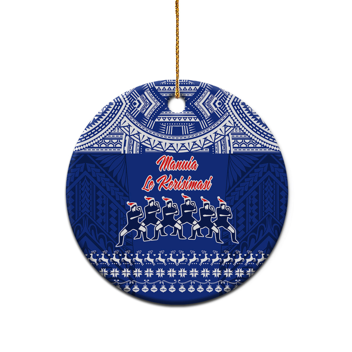Toa Samoa Christmas Ceramic Ornament Samoa Siva Tau Manuia Le Kerisimasi Blue Vibe LT9 - Polynesian Pride