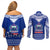 Toa Samoa Christmas Couples Matching Off Shoulder Short Dress and Long Sleeve Button Shirt Samoa Siva Tau Manuia Le Kerisimasi Blue Vibe LT9 - Polynesian Pride