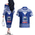 Toa Samoa Christmas Couples Matching Off The Shoulder Long Sleeve Dress and Hawaiian Shirt Samoa Siva Tau Manuia Le Kerisimasi Blue Vibe LT9 - Polynesian Pride