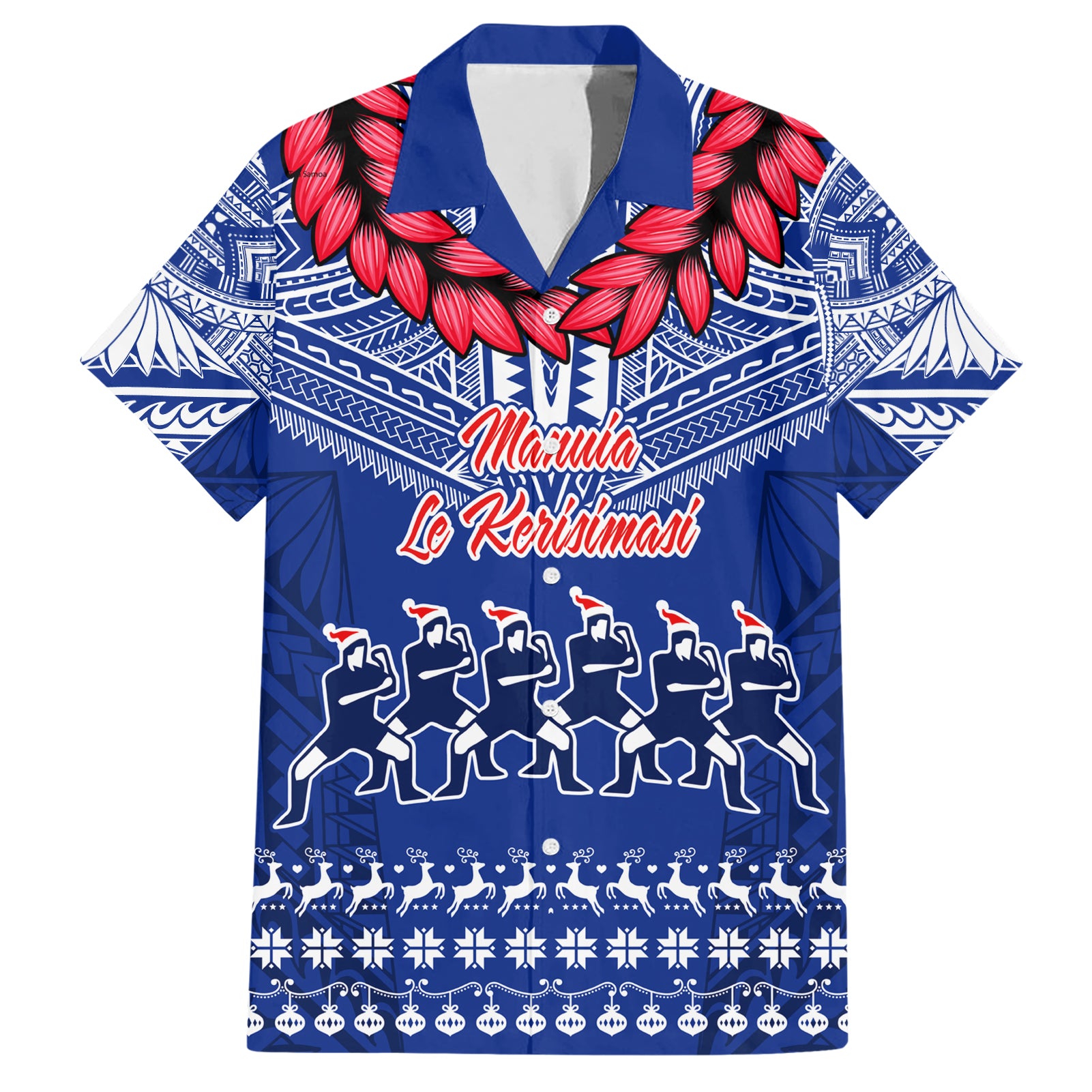 Toa Samoa Christmas Hawaiian Shirt Samoa Siva Tau Manuia Le Kerisimasi Blue Vibe LT9 Blue - Polynesian Pride