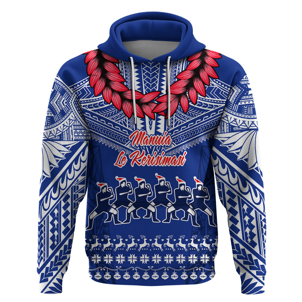 Toa Samoa Christmas Hoodie Samoa Siva Tau Manuia Le Kerisimasi Blue Vibe LT9 Blue - Polynesian Pride