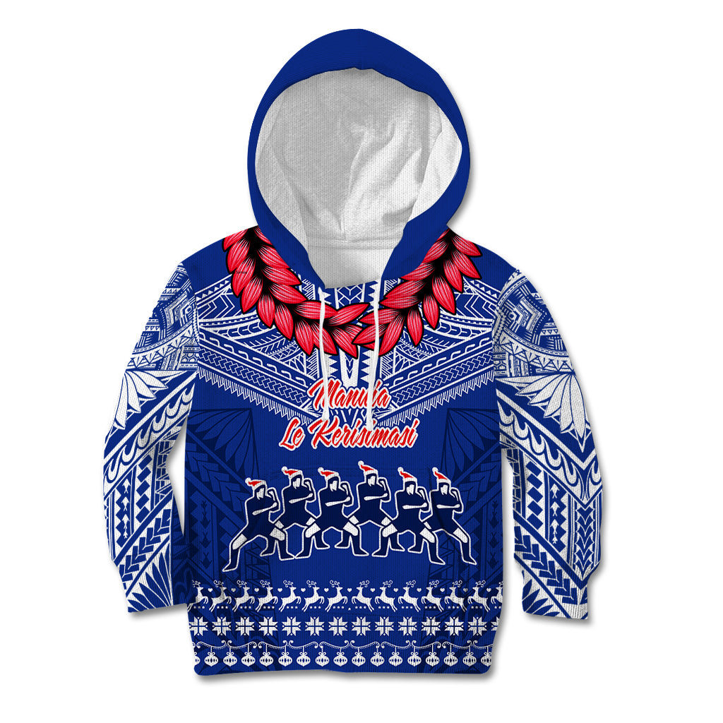 Toa Samoa Christmas Kid Hoodie Samoa Siva Tau Manuia Le Kerisimasi Blue Vibe LT9 Hoodie Blue - Polynesian Pride