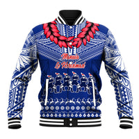 Personalised Toa Samoa Christmas Baseball Jacket Samoa Siva Tau Manuia Le Kerisimasi Blue Vibe LT9 Unisex Blue - Polynesian Pride