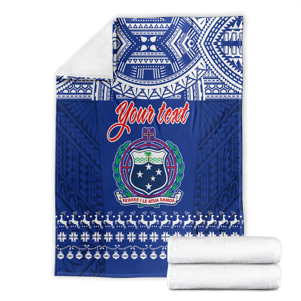 Personalised Toa Samoa Christmas Blanket Samoa Siva Tau Manuia Le Kerisimasi Blue Vibe LT9 - Polynesian Pride