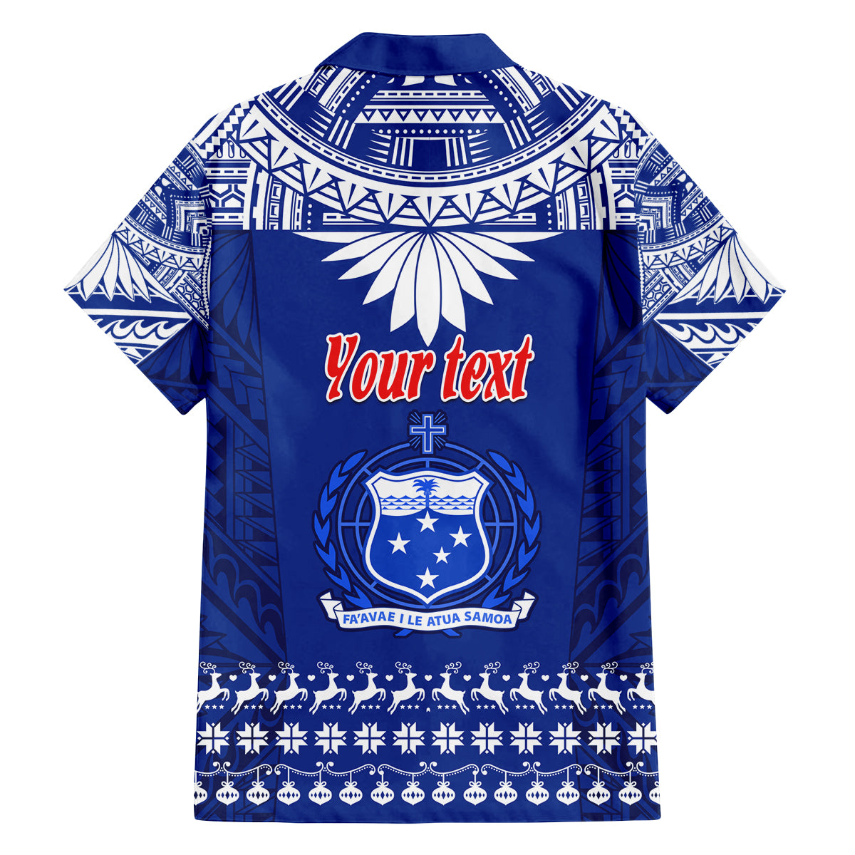 Personalised Toa Samoa Christmas Family Matching Off Shoulder Long Sleeve Dress and Hawaiian Shirt Samoa Siva Tau Manuia Le Kerisimasi Blue Vibe LT9 - Polynesian Pride