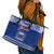 Personalised Toa Samoa Christmas Leather Tote Bag Samoa Siva Tau Manuia Le Kerisimasi Blue Vibe LT9 - Polynesian Pride