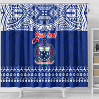Personalised Toa Samoa Christmas Shower Curtain Samoa Siva Tau Manuia Le Kerisimasi Blue Vibe LT9 - Polynesian Pride