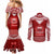 Toa Samoa Christmas Couples Matching Mermaid Dress and Long Sleeve Button Shirt Samoa Siva Tau Manuia Le Kerisimasi Red Vibe LT9 - Polynesian Pride