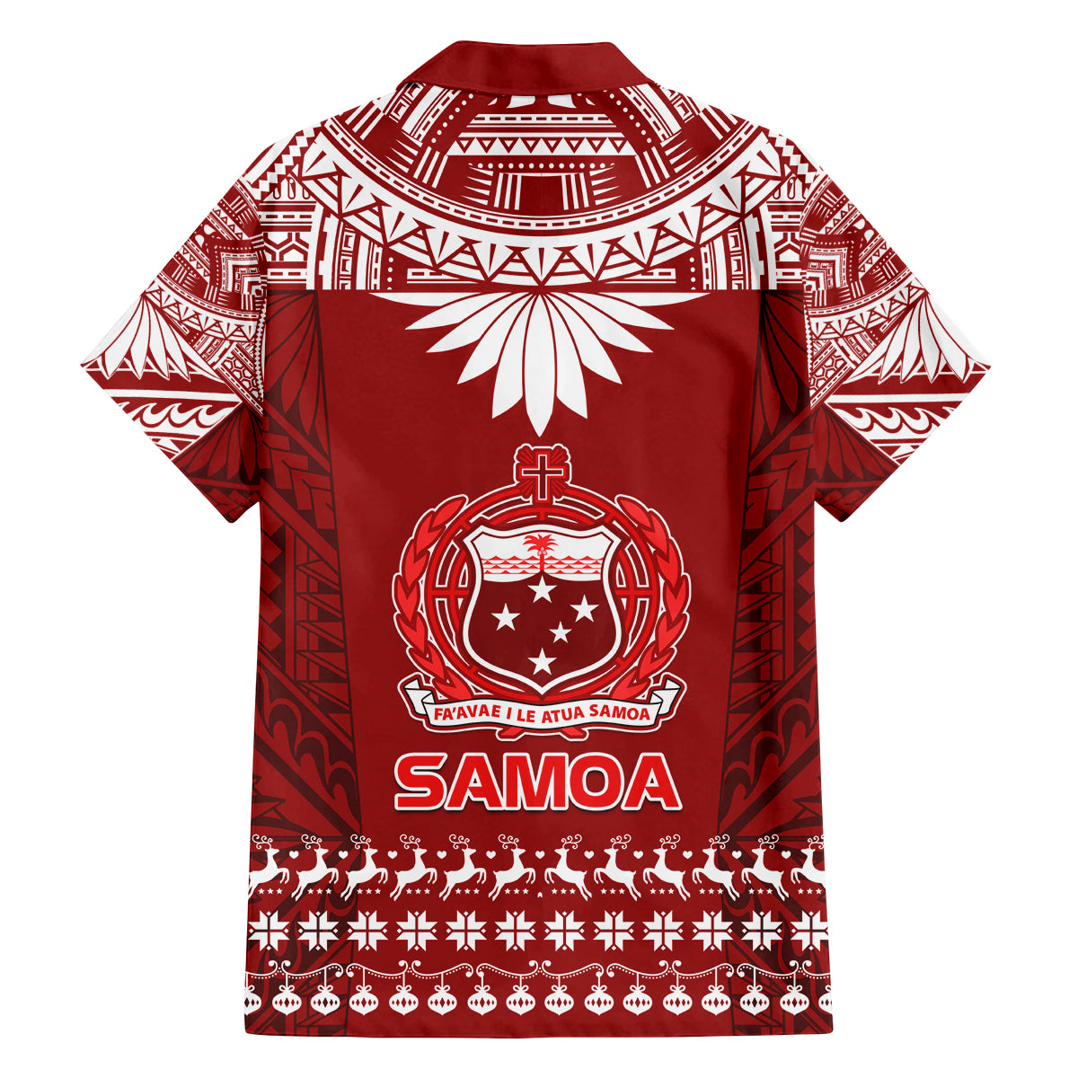 Toa Samoa Christmas Family Matching Long Sleeve Bodycon Dress and Hawaiian Shirt Samoa Siva Tau Manuia Le Kerisimasi Red Vibe LT9 - Polynesian Pride
