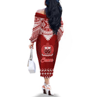 Toa Samoa Christmas Family Matching Off Shoulder Long Sleeve Dress and Hawaiian Shirt Samoa Siva Tau Manuia Le Kerisimasi Red Vibe LT9 - Polynesian Pride