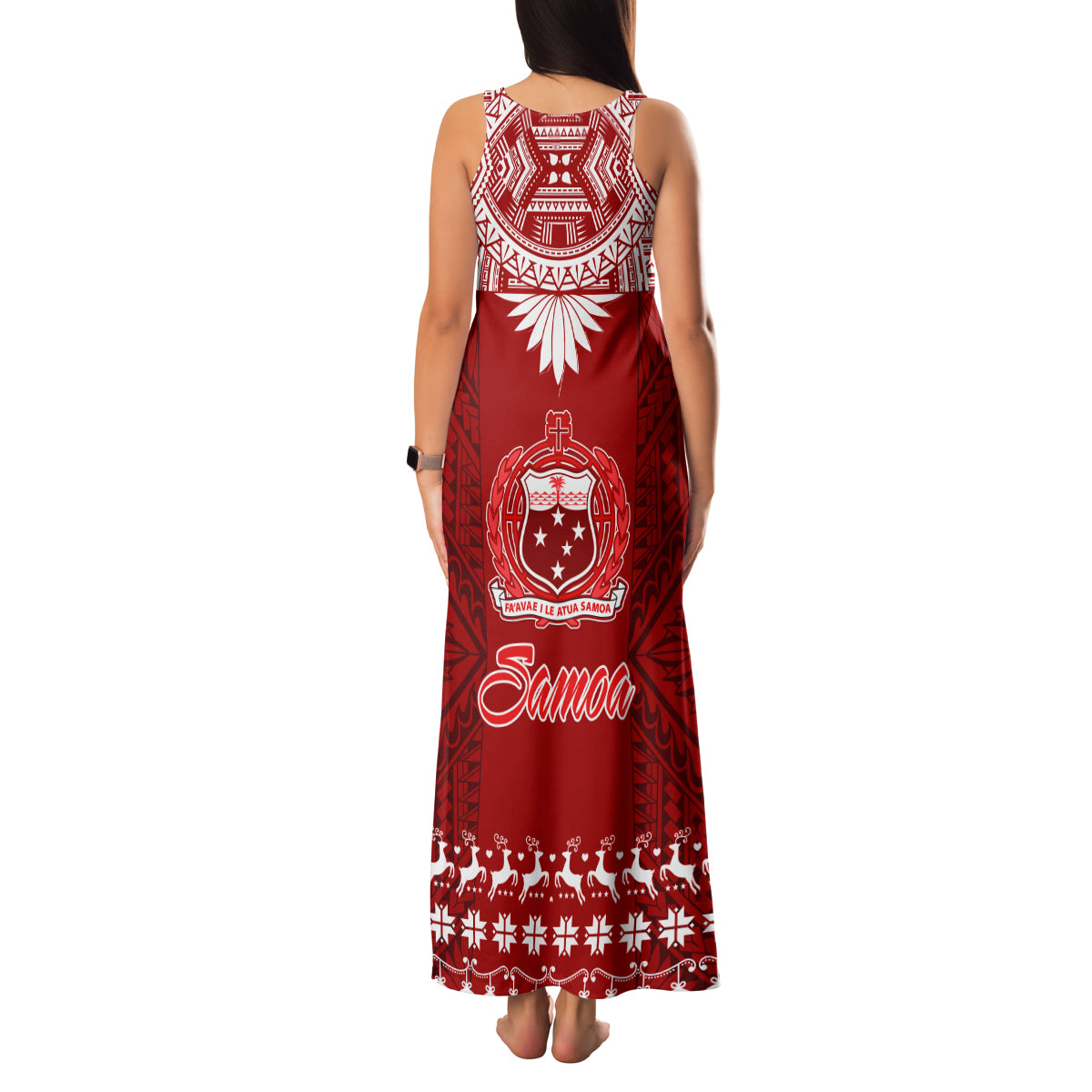 Toa Samoa Christmas Family Matching Tank Maxi Dress and Hawaiian Shirt Samoa Siva Tau Manuia Le Kerisimasi Red Vibe LT9 - Polynesian Pride