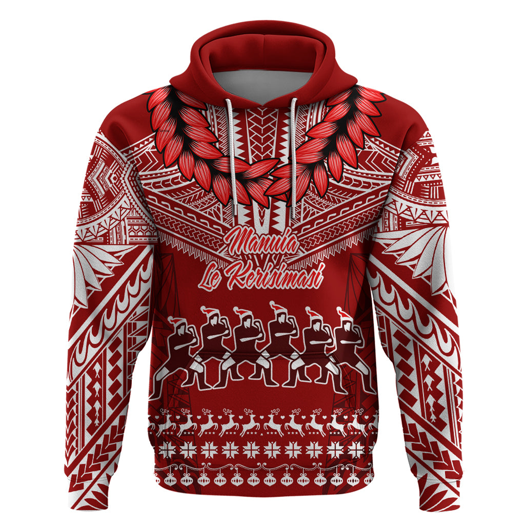 Toa Samoa Christmas Hoodie Samoa Siva Tau Manuia Le Kerisimasi Red Vibe LT9 Red - Polynesian Pride