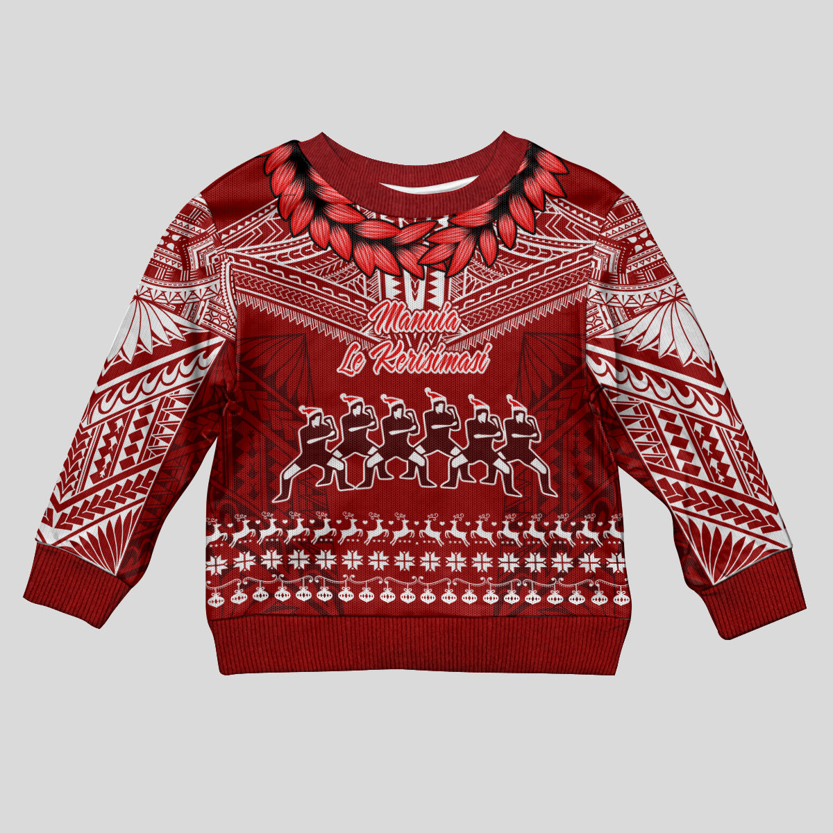 Toa Samoa Christmas Kid Ugly Christmas Sweater Samoa Siva Tau Manuia Le Kerisimasi Red Vibe LT9 Kid Red - Polynesian Pride