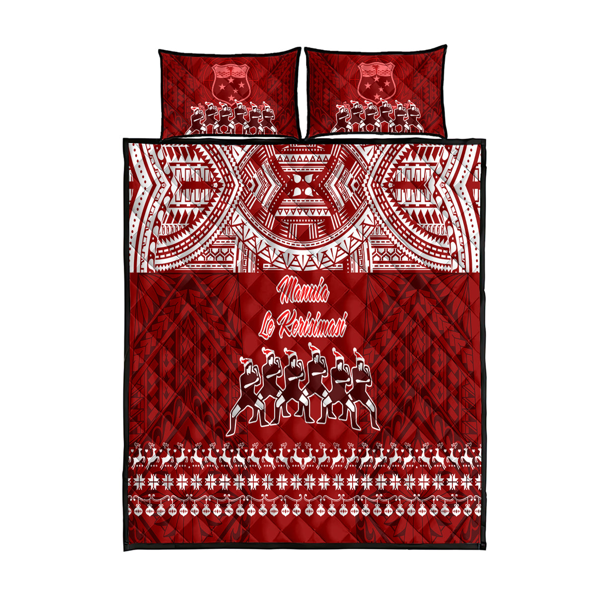 Toa Samoa Christmas Quilt Bed Set Samoa Siva Tau Manuia Le Kerisimasi Red Vibe LT9 Red - Polynesian Pride