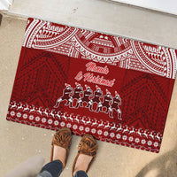 Toa Samoa Christmas Rubber Doormat Samoa Siva Tau Manuia Le Kerisimasi Red Vibe LT9 - Polynesian Pride