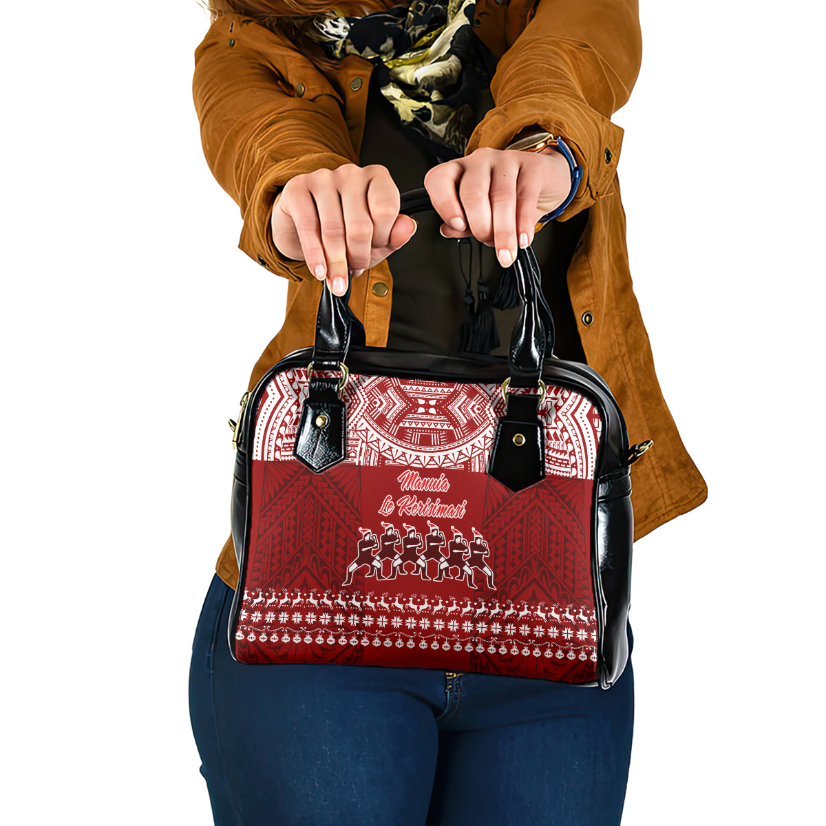 Toa Samoa Christmas Shoulder Handbag Samoa Siva Tau Manuia Le Kerisimasi Red Vibe LT9 One Size Red - Polynesian Pride