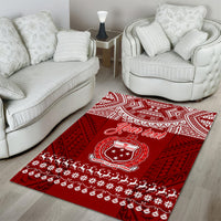Personalised Toa Samoa Christmas Area Rug Samoa Siva Tau Manuia Le Kerisimasi Red Vibe LT9 - Polynesian Pride
