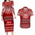 Personalised Toa Samoa Christmas Couples Matching Long Sleeve Bodycon Dress and Hawaiian Shirt Samoa Siva Tau Manuia Le Kerisimasi Red Vibe LT9 Red - Polynesian Pride