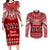 Personalised Toa Samoa Christmas Couples Matching Long Sleeve Bodycon Dress and Long Sleeve Button Shirt Samoa Siva Tau Manuia Le Kerisimasi Red Vibe LT9 Red - Polynesian Pride