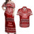 Personalised Toa Samoa Christmas Couples Matching Off Shoulder Maxi Dress and Hawaiian Shirt Samoa Siva Tau Manuia Le Kerisimasi Red Vibe LT9 Red - Polynesian Pride