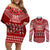 Personalised Toa Samoa Christmas Couples Matching Off Shoulder Short Dress and Long Sleeve Button Shirt Samoa Siva Tau Manuia Le Kerisimasi Red Vibe LT9 Red - Polynesian Pride