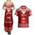 Personalised Toa Samoa Christmas Couples Matching Summer Maxi Dress and Hawaiian Shirt Samoa Siva Tau Manuia Le Kerisimasi Red Vibe LT9 - Polynesian Pride