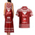 Personalised Toa Samoa Christmas Couples Matching Tank Maxi Dress and Hawaiian Shirt Samoa Siva Tau Manuia Le Kerisimasi Red Vibe LT9 - Polynesian Pride