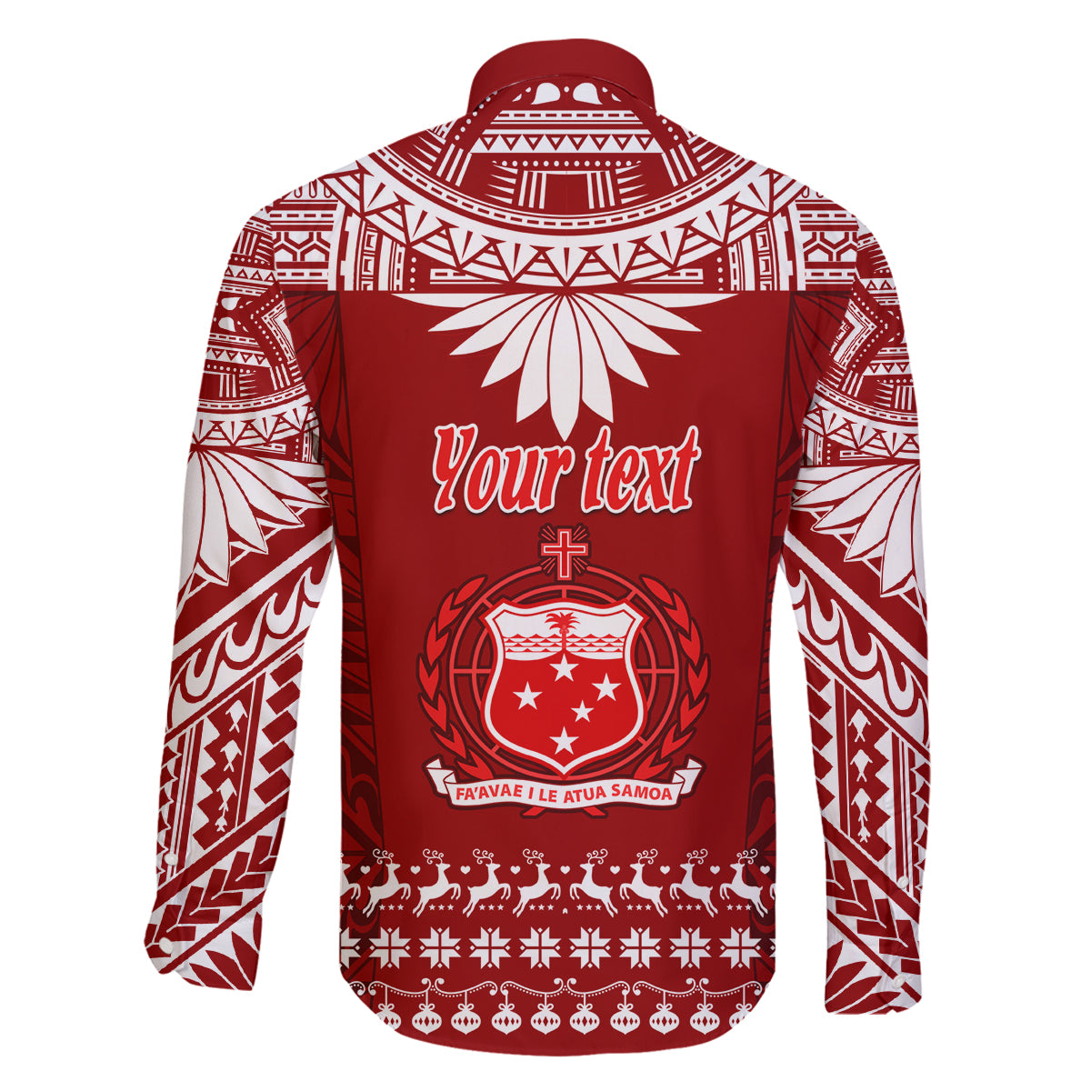 Personalised Toa Samoa Christmas Family Matching Off Shoulder Maxi Dress and Hawaiian Shirt Samoa Siva Tau Manuia Le Kerisimasi Red Vibe LT9 - Polynesian Pride