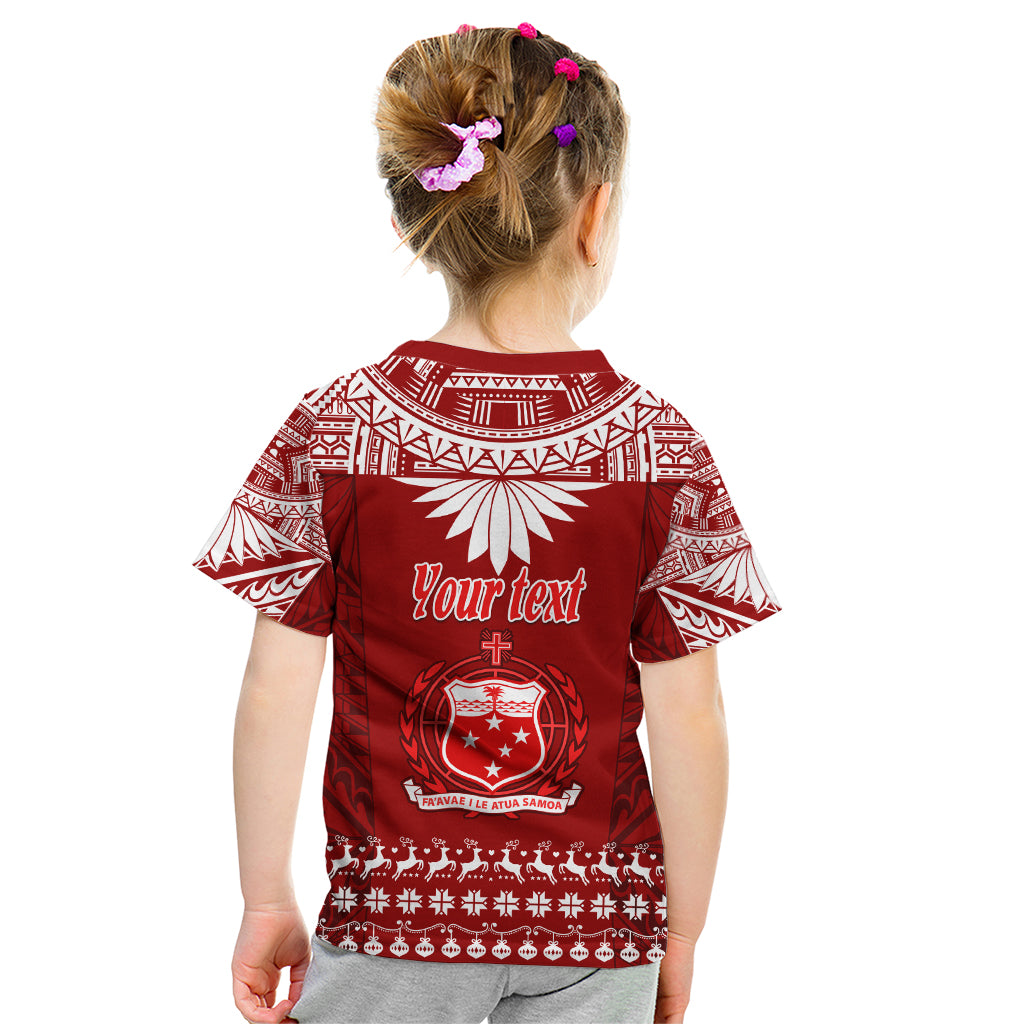 Personalised Toa Samoa Christmas Kid T Shirt Samoa Siva Tau Manuia Le Kerisimasi Red Vibe LT9 - Polynesian Pride