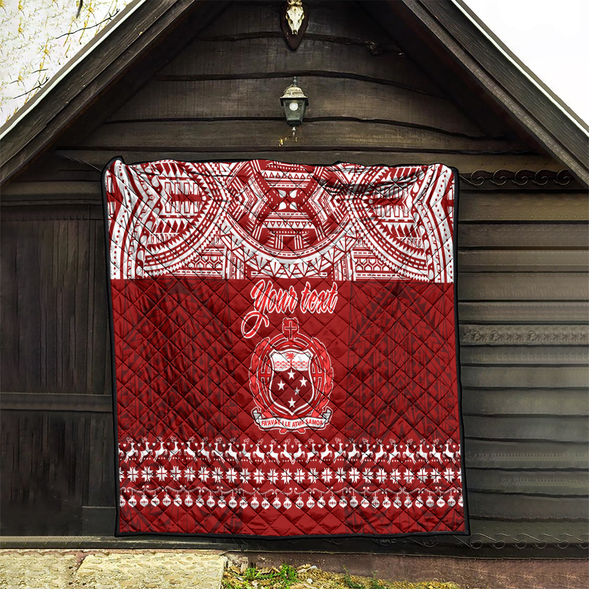 Personalised Toa Samoa Christmas Quilt Samoa Siva Tau Manuia Le Kerisimasi Red Vibe LT9 - Polynesian Pride